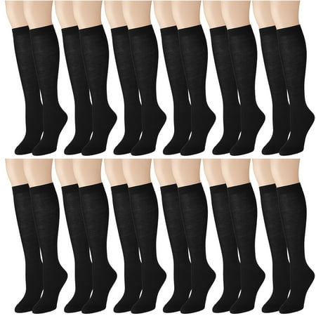 

12 Pairs Women Knee High Over the Calf Socks - Black