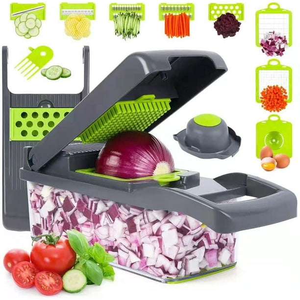 Vegetable Slicer, 11 in 1 Onion Chopper with Container, Mandoline