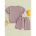 thumbnail image 4 of Coduop Toddler Baby Girl Summer Outfit Short Sleeve T-shirt Tee Tops + Shorts Set, 4 of 9