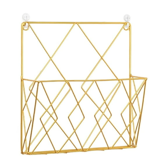Metal Book Wall Holder – Iron Wall Rack & Organizer for Magazines, Novels, Recipes, Living Room, Office, Reading Rooms, Golden