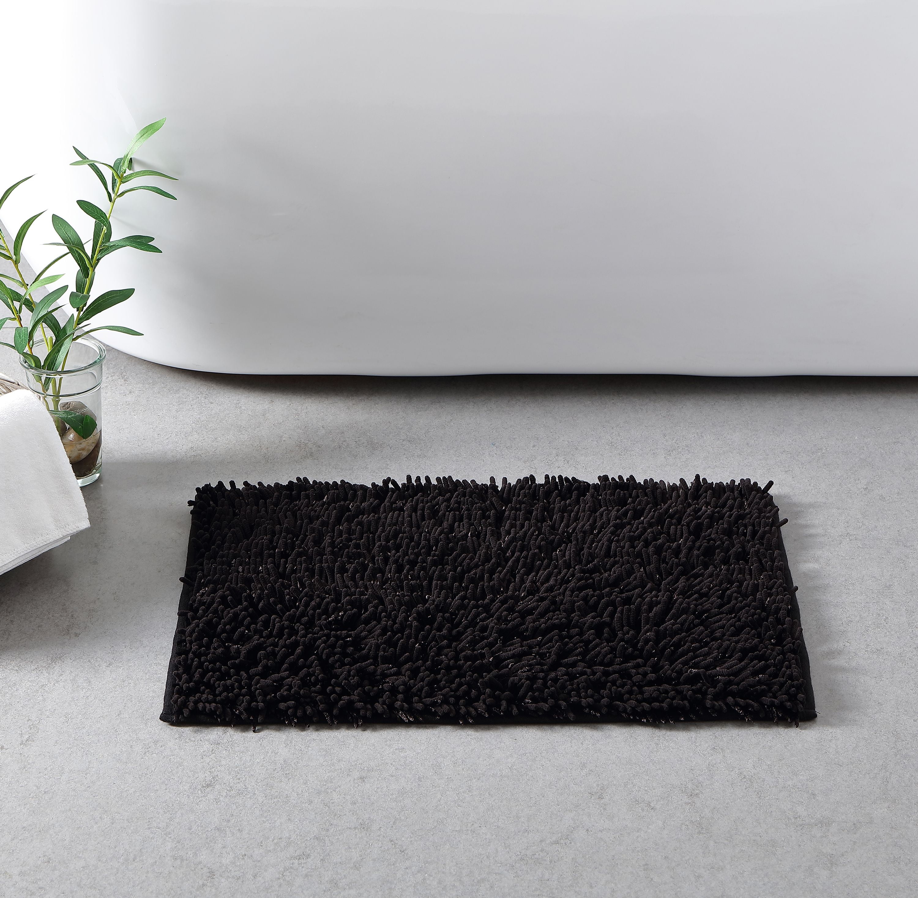 VCNY Home Gala 2Tone Chenille Noodle Bath Rug, 17 x 24, Black