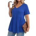 thumbnail image 2 of OGLCCG Plus Size Tops for Women Casual Oversized Tshirts for Women Loose Fit V Neck Babydoll Top Summer Basic Tees L-5XL, 2 of 6