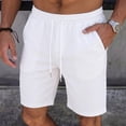 thumbnail image 5 of Besolor Men's Shorts Summer Casual Knee Length Elastic Waisted Drawstring Loose Workout Half Pants with Pockets(X-Large,White), 5 of 7