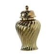 thumbnail image 3 of deevoka Ceramic Bud Vase Luxury Porcelain Ginger Jar with Lid for Wedding Cafe Shelf Gold, 3 of 9