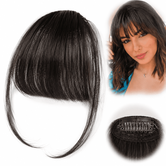 Genreen Clip in Bangs Real Human Hair,Fake Bangs Hair Clip on Bangs for Women,Curved Wispy Bangs with Temples Hairpieces,Bangs Clip in Hair Extensions Air Fringe for Girls Daily Wear