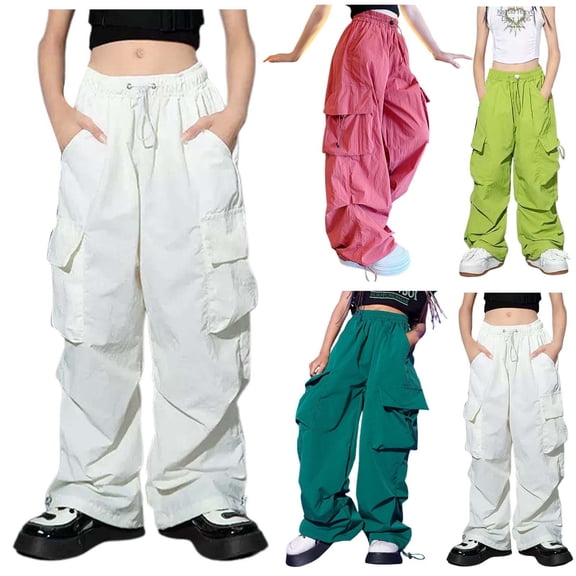 CAIXIA Girls Cargo Pants Elastic Waist Drawstring with Pockets Pants Back To School Boys Fashion Girls Clothes