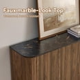 thumbnail image 6 of BFJDM 64 inch Walnut Fluted Sideboard Buffet, Faux Marble Top, Push-to-Open Design with 4 Adjustable Shelves, 6 of 11