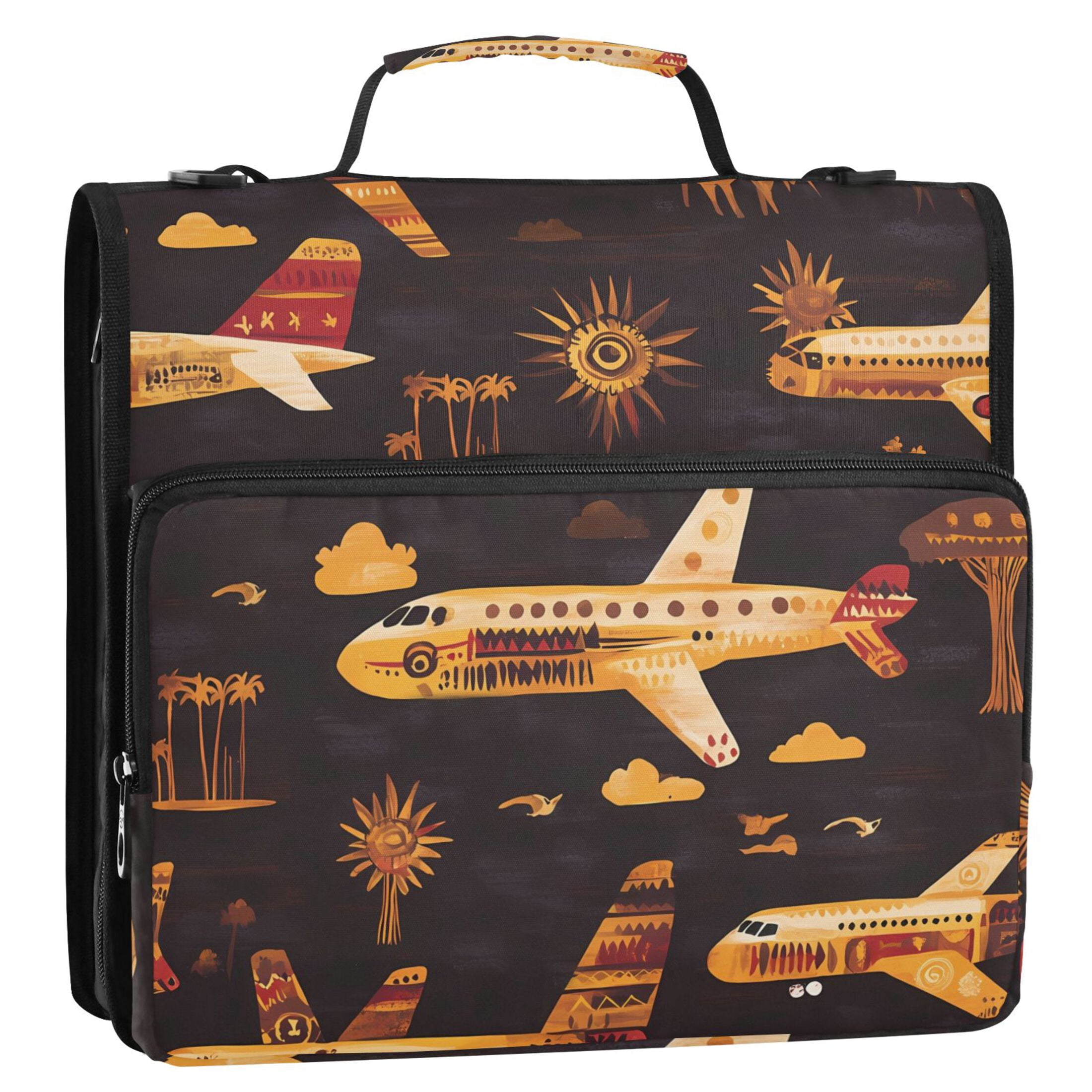 ALAZA Zipper Binder Totem Airplane 3 Ring Trapper Keeper File Folder Organizer Bag