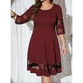 thumbnail image 6 of Cuteduck Women's Plus Size Casual Round-neck 3/4 Sleeve Fall Loose A-Line Shimmering Party Holiday Dress 1X-4X, 6 of 7