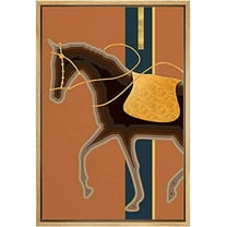 IDEA4WALL Framed Canvas Print Mid-Century Modern Gold Saddle Horse Animals Funny Wall Art Preppy Room Decor Bohemian Colorful Relax/Zen Artwork - Natural 16"x24"