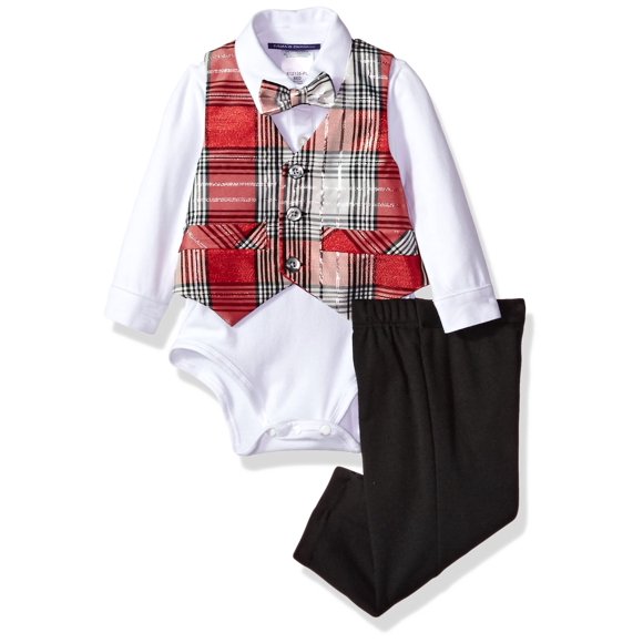 Bonnie Baby Girls Boys' 4 Pc Vested Pant Set Red/White 24 Months