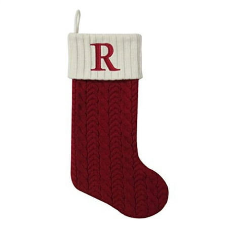 St. Nicholas Square 21-inch Monogram Embroidered Initial Cable Knit Red ...