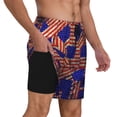 thumbnail image 2 of Naloa Vintage USA Flag Print Men Swim Trunks with Compression Liner ,Board Shorts,Men's Swim Shorts with Drawstring and Elastic Waistband-Small, 2 of 6