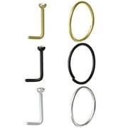 20g Assorted Nose Rings and Studs, 6-Pack