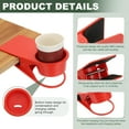 thumbnail image 3 of ABPETE Desk Cup Holder Clip, Red ABS Metal, 8.5x7.5x4.8 cm, Holds Drinks & More, 3 of 9