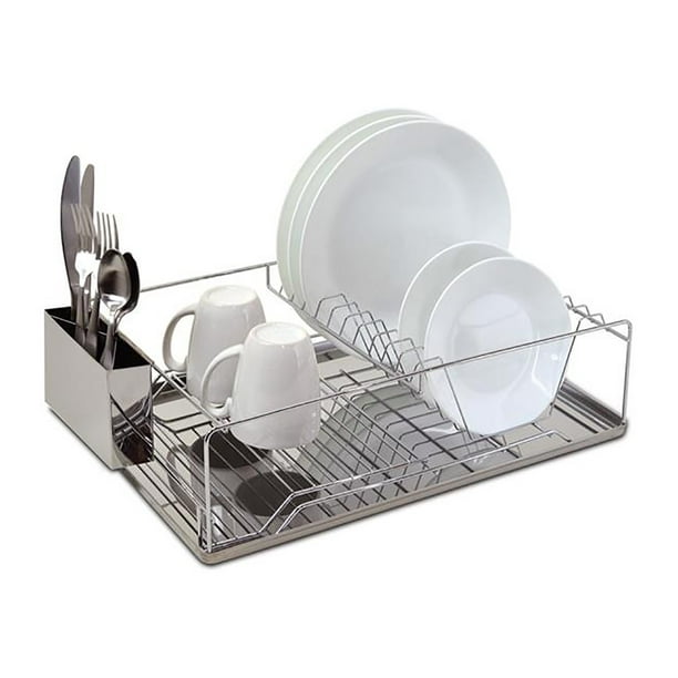 Dish Drying Rack and Draining Board with Chrome Utensil Holder/ Mug Dryer