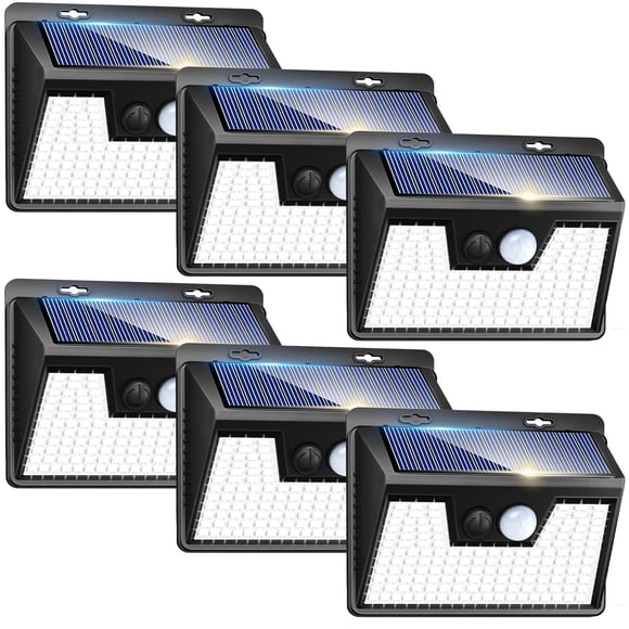 Luces solares para exteriores Peasur, paquete de 6, 140 LED, sensor de movimiento, IP65