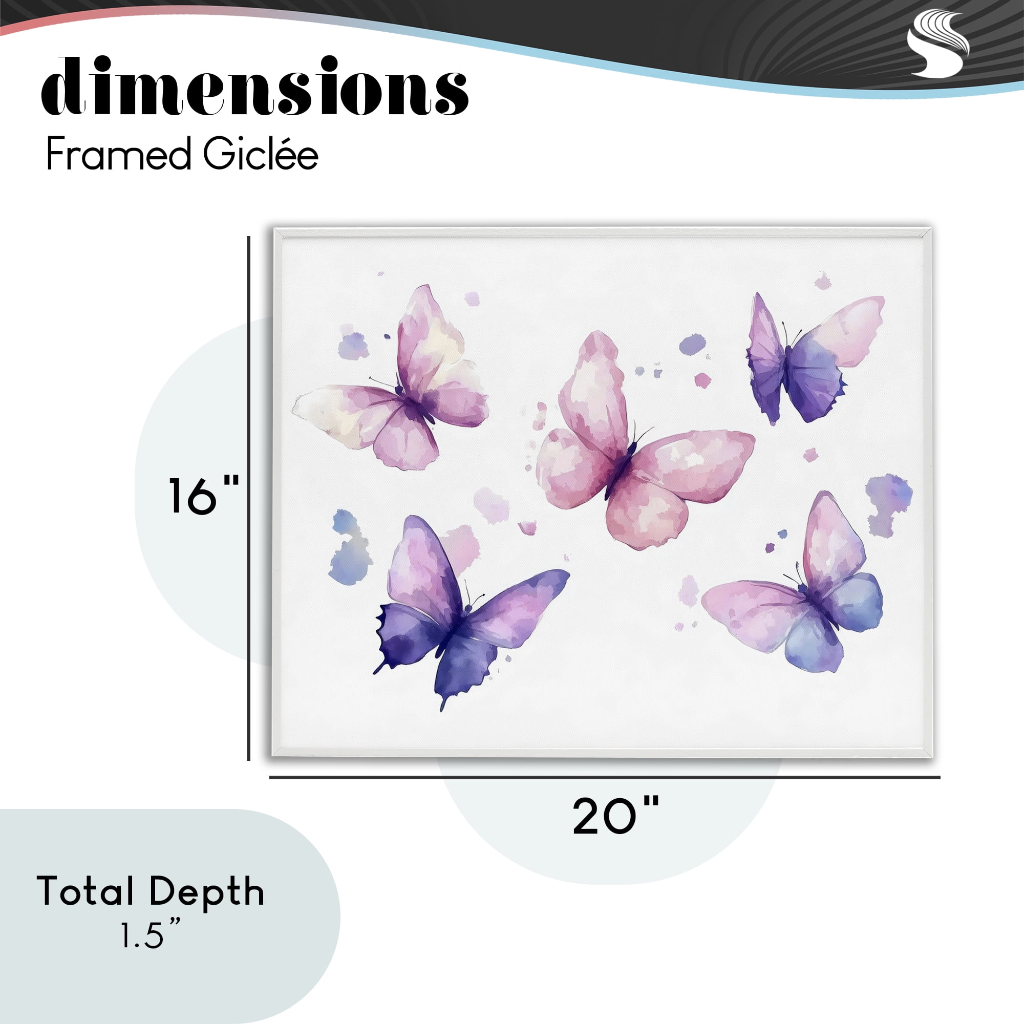 Stupell Industries Blue and Pink Butterflies White Framed Giclee Art, design by Creative Studio