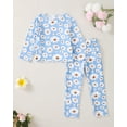 thumbnail image 2 of KIMI BEAR 4T Toddler Girls Pant Sets 5T Toddler Girls Outfits Long Sleeves Shirt Top Daisy PulloverT-shirt Elastic Pants 2pcs Girls Fall Cloths Blue, 2 of 7