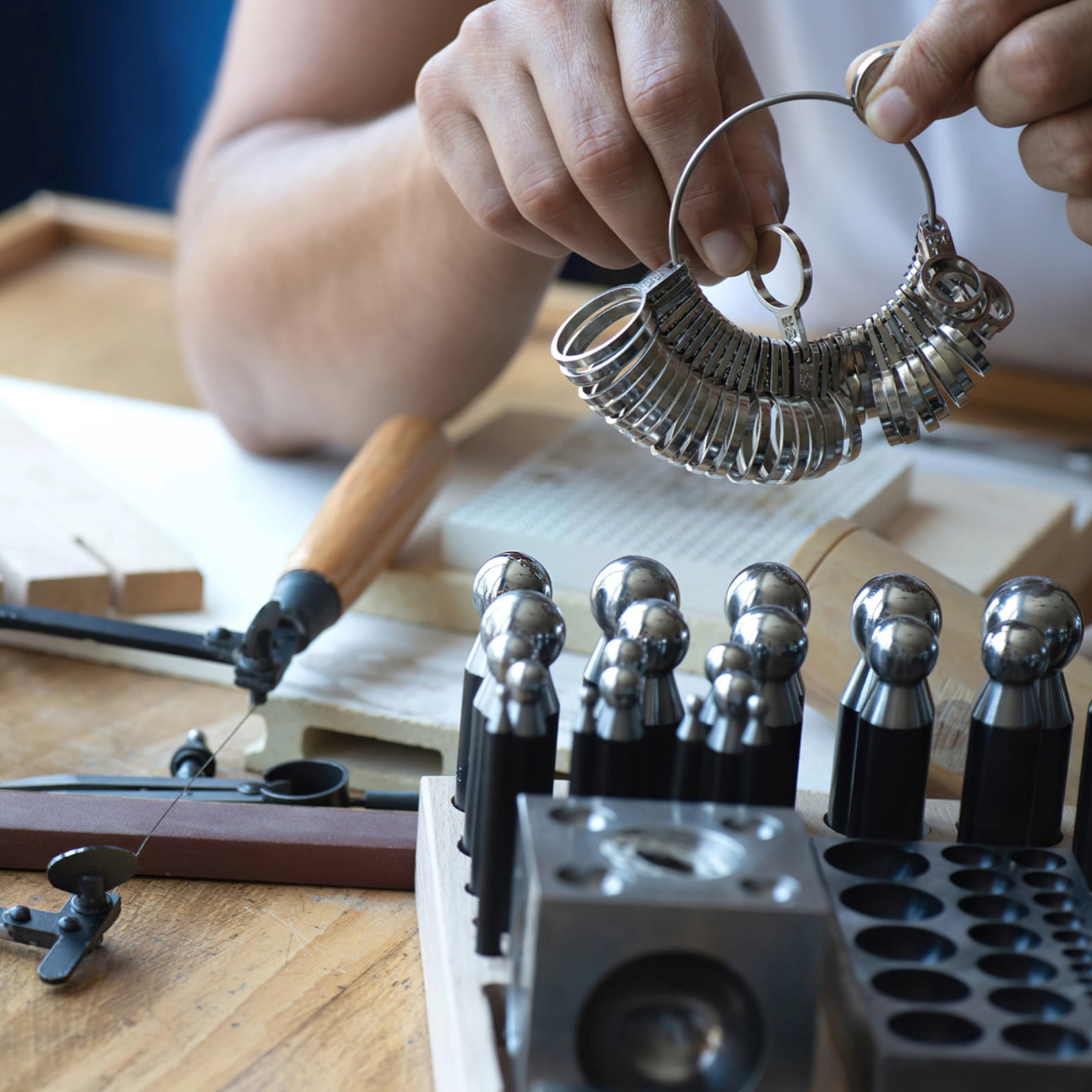 Jewelry Making Tools Professional Kit, Complete Jewelry Tool Set with Wooden Ring Mandrel, Steel Wire Cutter, Mini Diamond Needle Files, Copper Rings