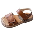thumbnail image 3 of Gubotare Toddler Beach Shoes Girls Sandals One Pack Open Toe Summer Dress Flat Thong Girls T Strap Sandals with Ankle Strap for Little Kids Size 7 (Brown,Toddler 7), 3 of 8