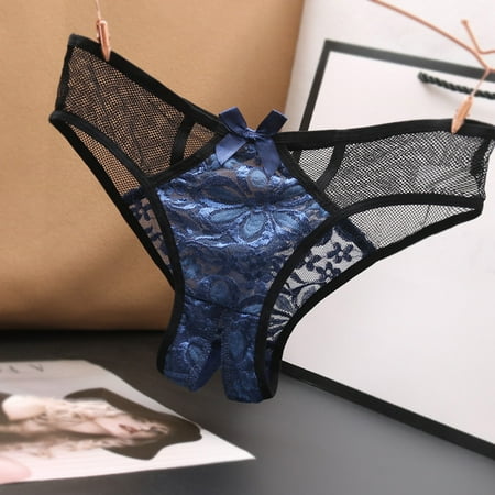 DondPO Womens Underwear Panties for Women Low Women s Briefs Underpants Crotch Lace Open Sexy Underwear Waist Panties Lingerie for Women Seamless Underwear Crotchless Panties Blue One Size