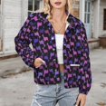 thumbnail image 3 of Jackets for Women Winter Coat Jackets Flannel Stand Collar Jacket(Dachshund, Lavender, Rose And Fuchsia,Size:S-4XL), 3 of 7