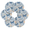 thumbnail image 2 of Haosy Set of 6 Drink Woven Coaster with Holder Heat Resistant Non-Slip Bar Coasters 4 Inches Blue Butterflies and Flowers, 2 of 7