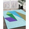 thumbnail image 3 of Ahgly Company Machine Washable Indoor Round Transitional Tron Blue Area Rugs, 5' Round, 3 of 7