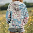 thumbnail image 6 of Lopecy-Sta Women's Floral Patchwork Zip-Up Hoodie, Drop Shoulder Long Sleeve Casual Sweatshirt with Pockets for Daily Wear Blue S, 6 of 6