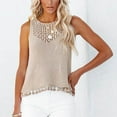thumbnail image 6 of Timegard Tank Top for Women Square Neck Sleeveless Knit Hollow out Fringe Tassels Tee Summer Fashion, 6 of 8