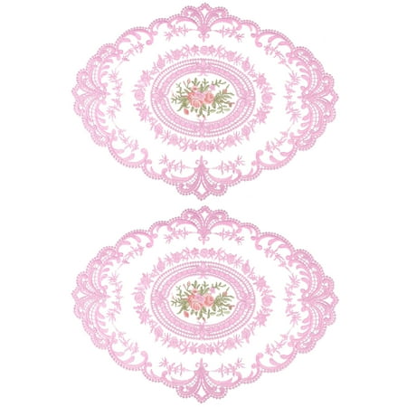 

2pcs Elegant Embroidered Lace Coasters Lace Table Mats Embroidered Placemats