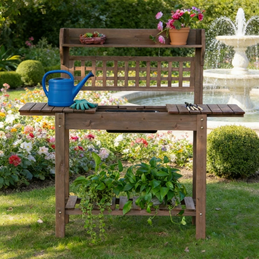 Garden Work Bench、Open Shelf Storage