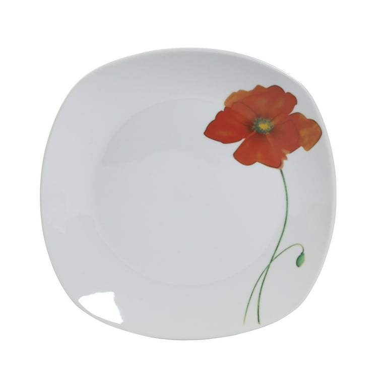Tabletops Gallery Poppy Square 16 Piece Dinnerware Set, Floral