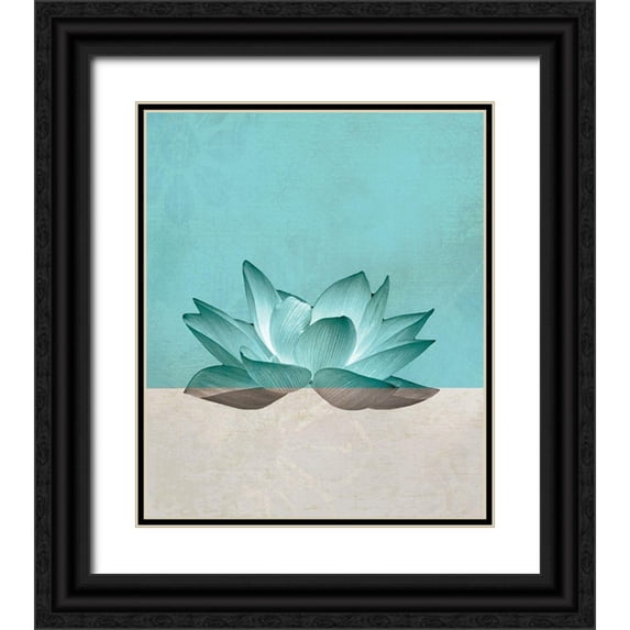 JMB Designs 12x14 Black Ornate Wood Framed with Double Matting Museum Art Print Titled - Lotus