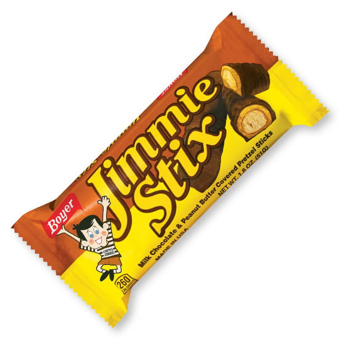 Jimmie Stix, Milk Chocolate & Peanut Butter Covered Pretzel Sticks