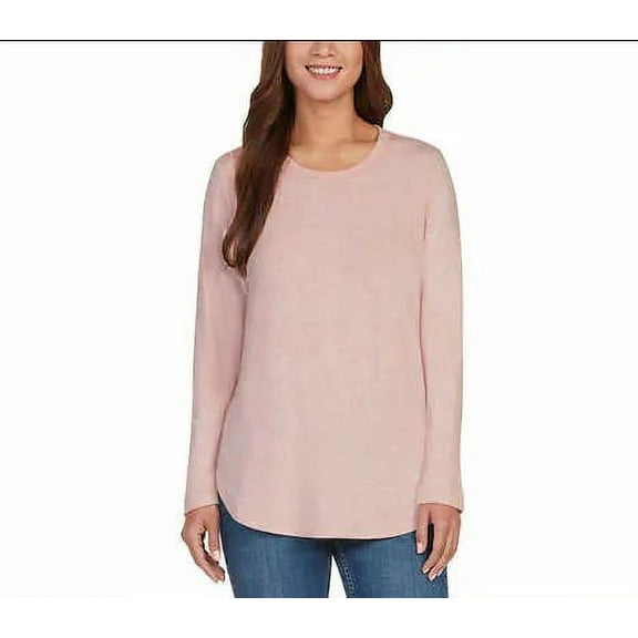 Matty M Womens' Long Sleeve Crew Tunic Top (Pink, Large)