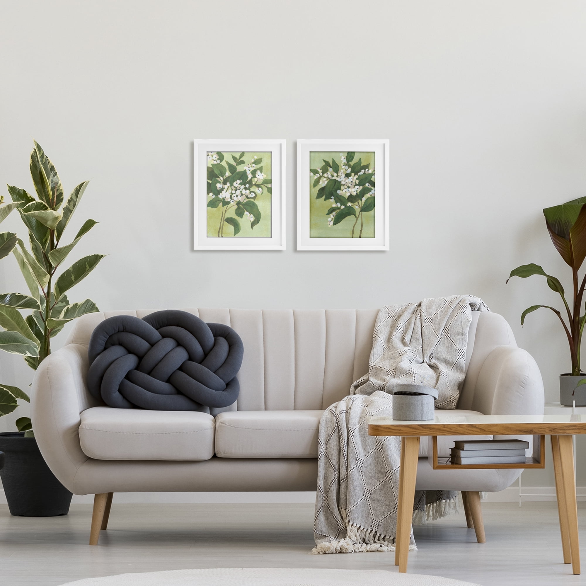 Stupell Industries Verdant Herb Blossoms 2 Piece White Framed Print Under Glass Set, design by June Erica Vess
