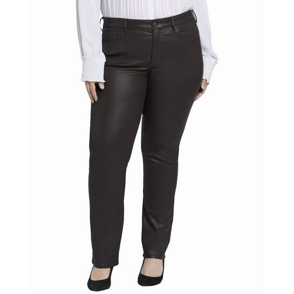 NYDJ womens Plus Marilyn Cordovan Coated Straight Leg Jean, 22W