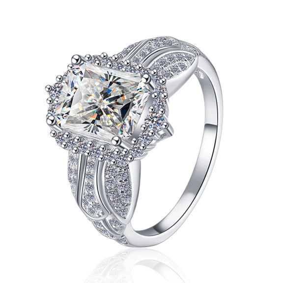 3 Carat Moissanite Ring D Color VVS1 Clarity 925 Sterling Silver Diamond Ring Radiant Cut Engagement Rings for Women Size 5-9