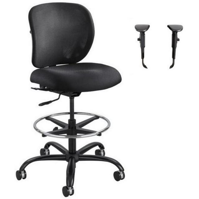 Safco Chaise de Dessin Réglable avec Trousse d'Accoudoirs Alday, Noire