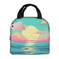 thumbnail image 1 of Disketp Retro Palm Beach Sunset for Insulated Lunch Bag for Women and Men, Perfect for Work, Hiking, Picnic, 1 of 8