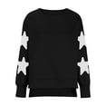 thumbnail image 4 of BangWanChi Crewneck Sweatshirts Women Graphic Fashion Women's Fall Star Long Sleeved Side Slit Pullover Sweatshirt Round Neck Loose Tops, 4 of 5
