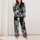 thumbnail image 2 of Fotbe Vintage Black white Plant skull Conjunto de Pijama de Manga Larga para Mujer con Estampado, Ropa de Dormir de 2 Piezas, Conjunto de Casa Suave y Cómodo con Bolsillos-X-Large, 2 of 7