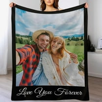 Custom Blanket with Picture Text Personalized Photos Blanket Gifts for Adult Kid Girlfriend Boyfriend Christmas Halloween Fathers Mothers Valentines Day