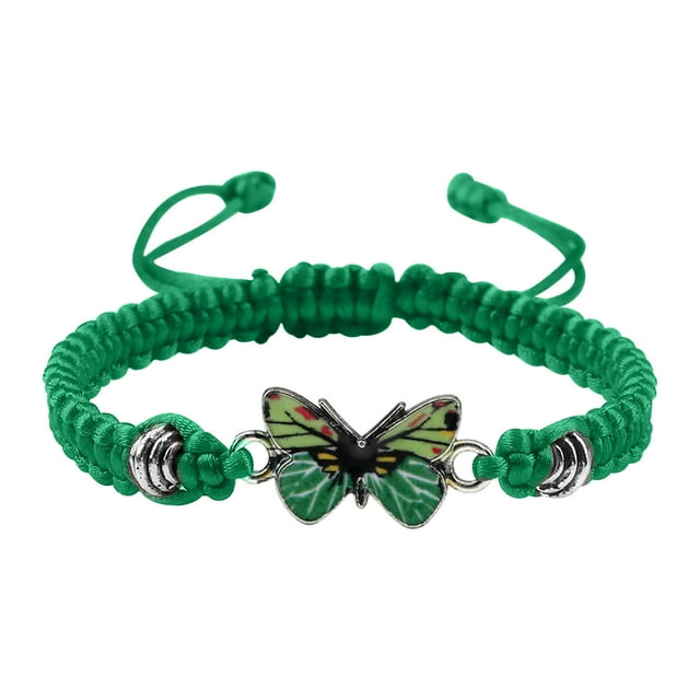Pulseras para mujer, regalos para mujer, pulsera para enamorados, pulsera tejida a mano para San Valentín, joyería para novias, pulsera con dije de mariposa.