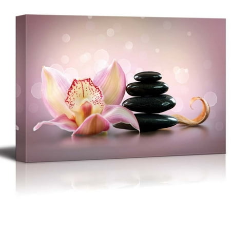 Orchid Spa (Canvas Wall Art - Spa Stones and Orchid Flower. Stone Massage | Modern Home Decor Canvas Prints Giclee Printing Wrapped & Ready to Hang - 24