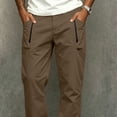 thumbnail image 5 of Zpzdpjkx Mens Straight Leg Cargo Pants Zipper Pockets Elastic Waist Solid Color Casual Outdoor Travel Daily Hiking Pants for Mens, 5 of 6