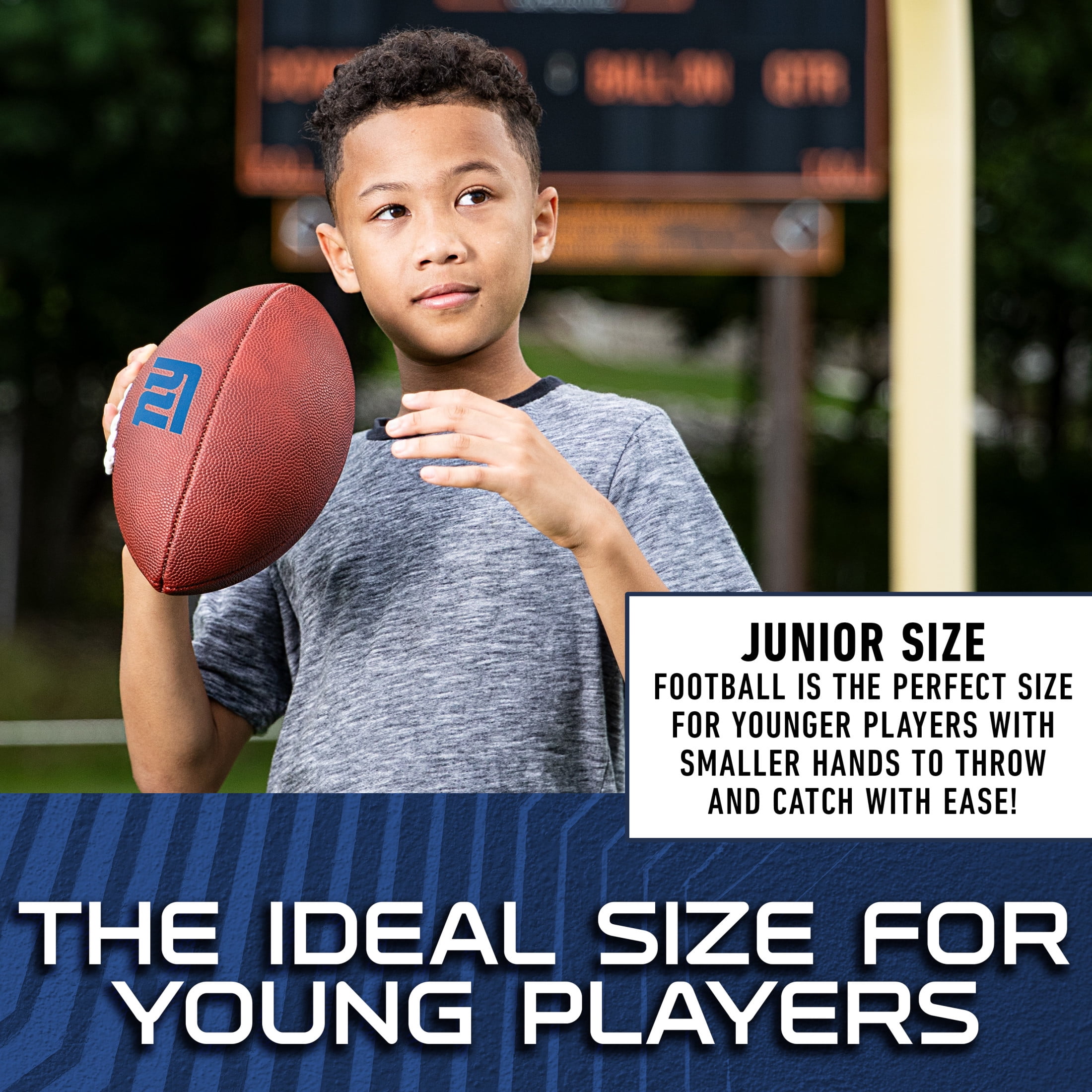 Franklin Sports NFL New York Giants Football - Youth Junior Size Football for Kids - Official NFL Team Logo + Colors Youth Football - Kids NFL Fan Shop Football