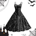 thumbnail image 2 of Women Vintage Halloween Print Sleeveless 1950s Evening Swing Party Prom Dress, 2 of 3